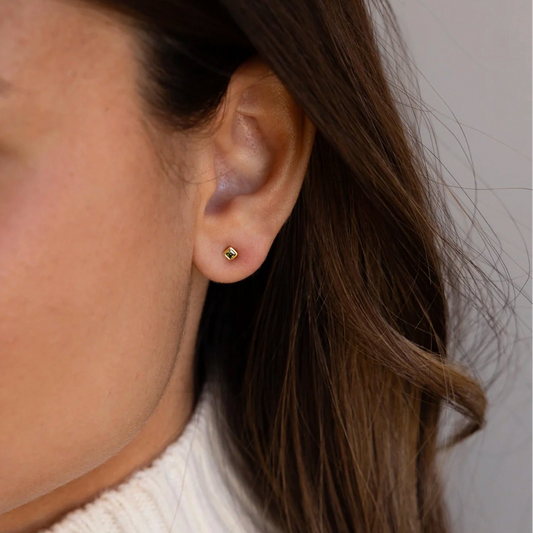 Square Bezel Single Stud Earring