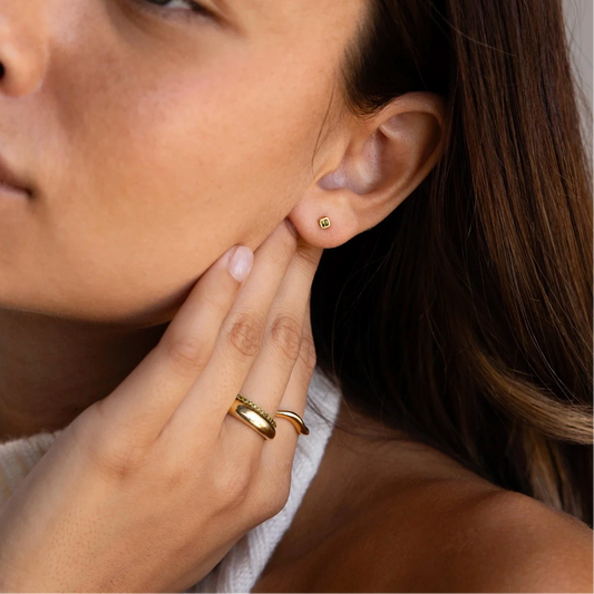 Square Bezel Single Stud Earring