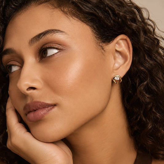 Swirl Wrap Solitaire Stud Earrings