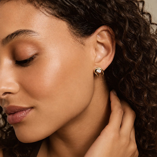 Swirl Wrap Solitaire Stud Earrings