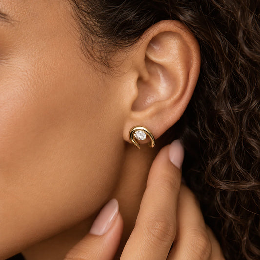 Swirl Wrap Solitaire Stud Earrings
