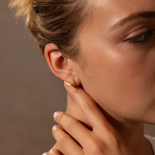 Tension Twist Coloured Solitaire Huggie Hoops