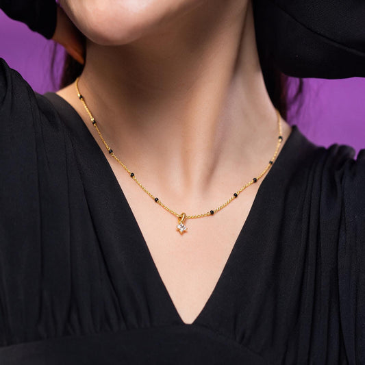 Tiny Four Petal Cluster Pendant Mangalsutra