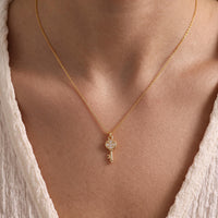 Tiny Pave Key Pendant Necklace
