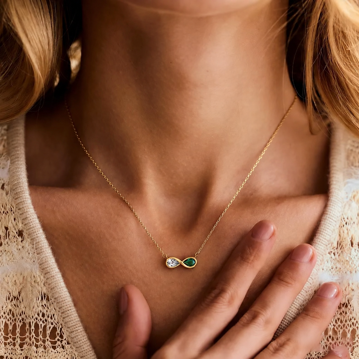 Toi et Moi Infinity Pear Necklace