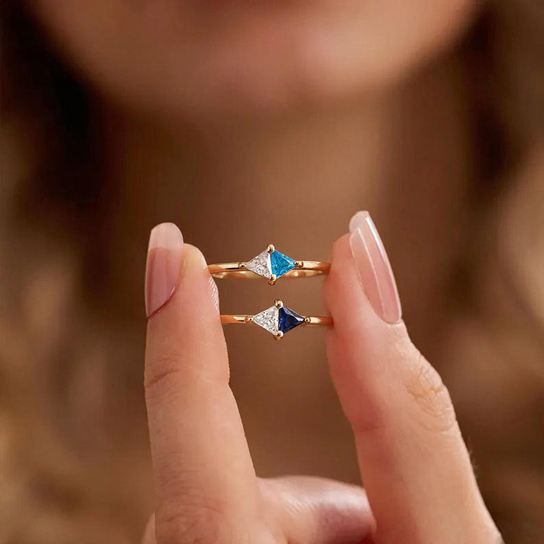 Toi et Moi Trillion Cut Two Stone Ring