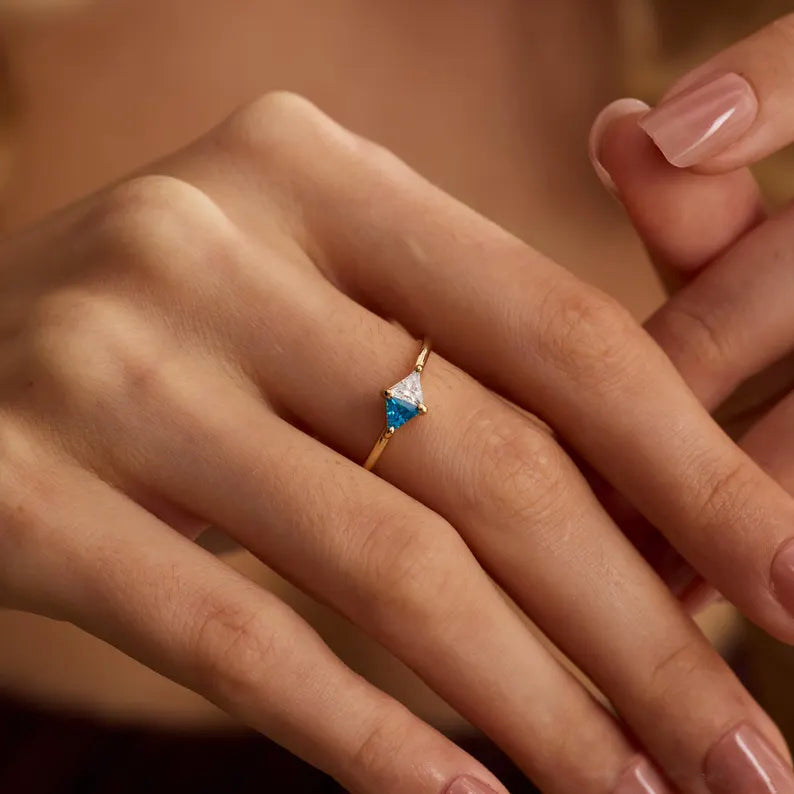 Toi et Moi Trillion Cut Two Stone Ring
