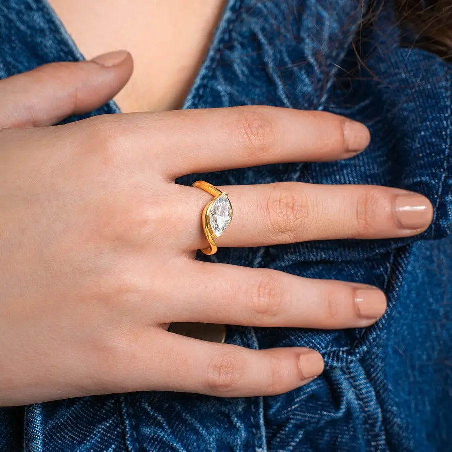 Marquise Twist Solitaire Ring