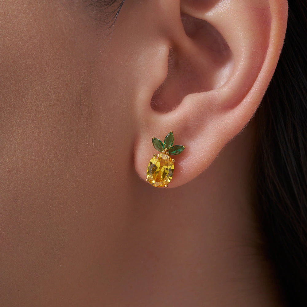 Sparkling Pineapple Studs & Necklace Set