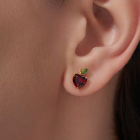 Red Apple Heart Stud Earrings