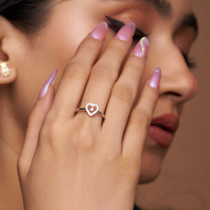 Dainty Heart Charm Ring - KYMEE