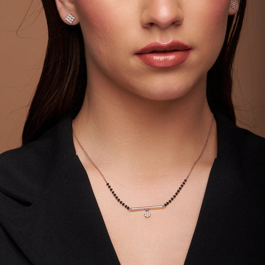 Floral Diamond Bar Mangalsutra - KYMEE