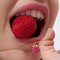 Pavé Strawberry Charm Pendant Necklace