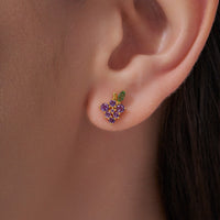 Purple Grape Cluster Stud Earrings