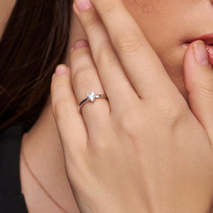 Heart Solitaire Silver Ring - KYMEE