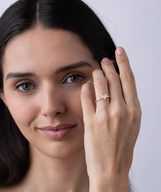 Princess Cut Cluster Staggered Ring