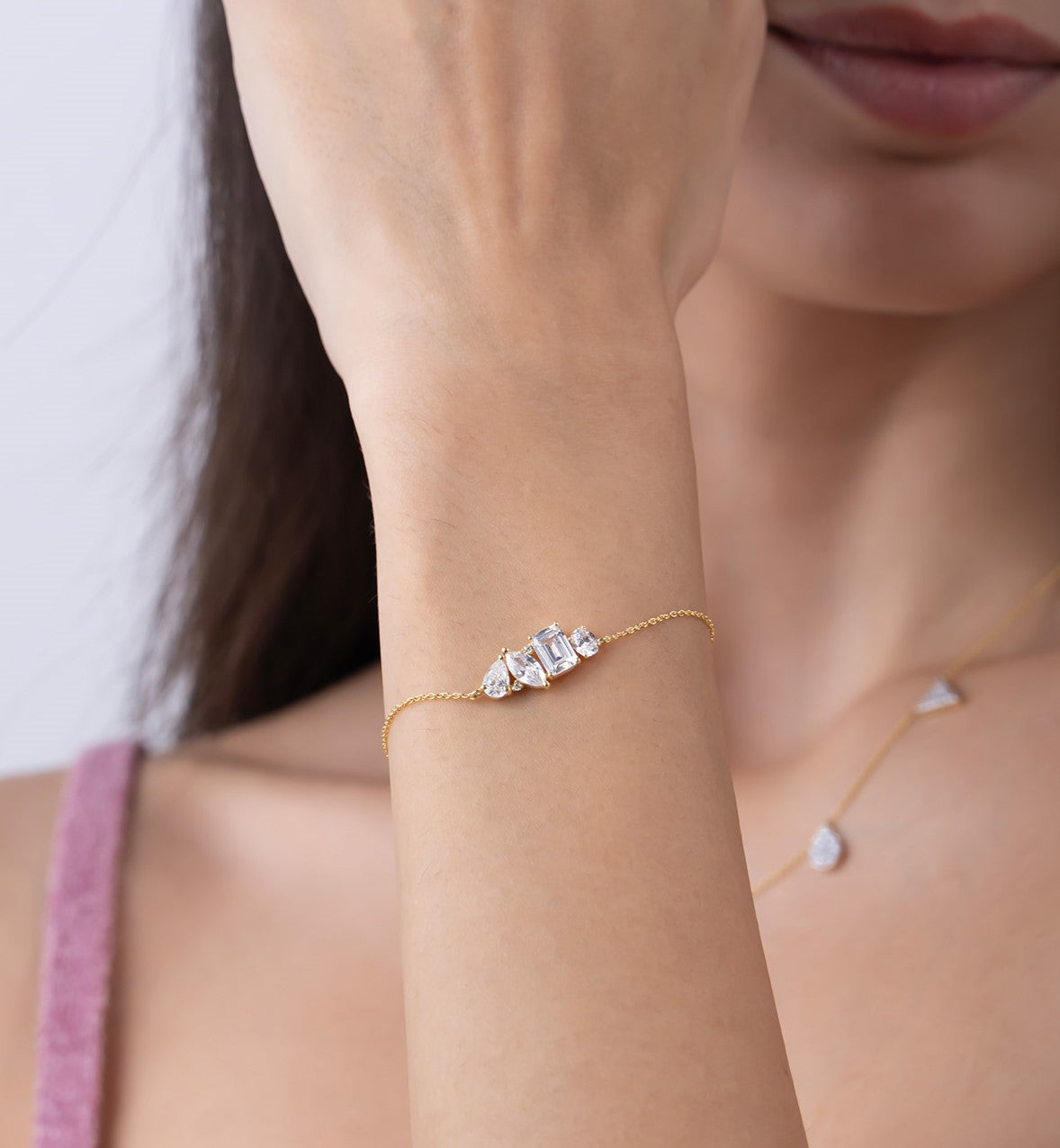 Emerald Baguette Cluster Bracelet Set