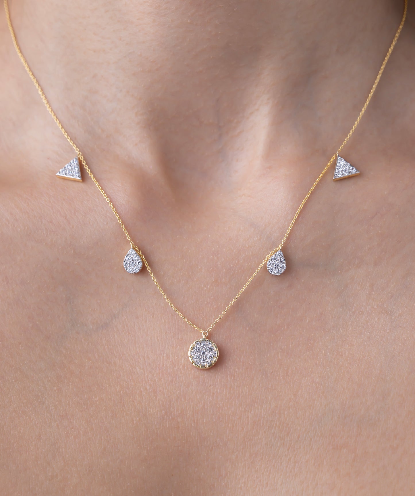 Sparkling Mixed Shape Drop Necklace