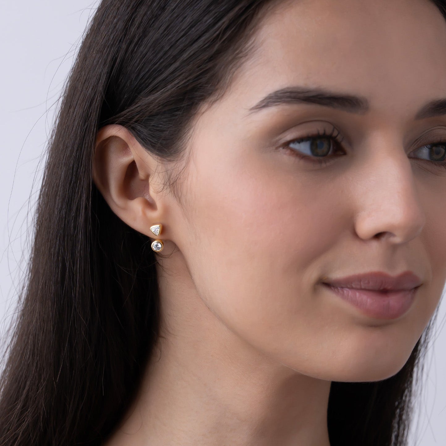 Trilliant & Round Diamond Studs