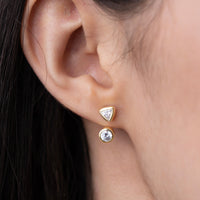 Trillion and Round Stone Ear Jacket Earrings
