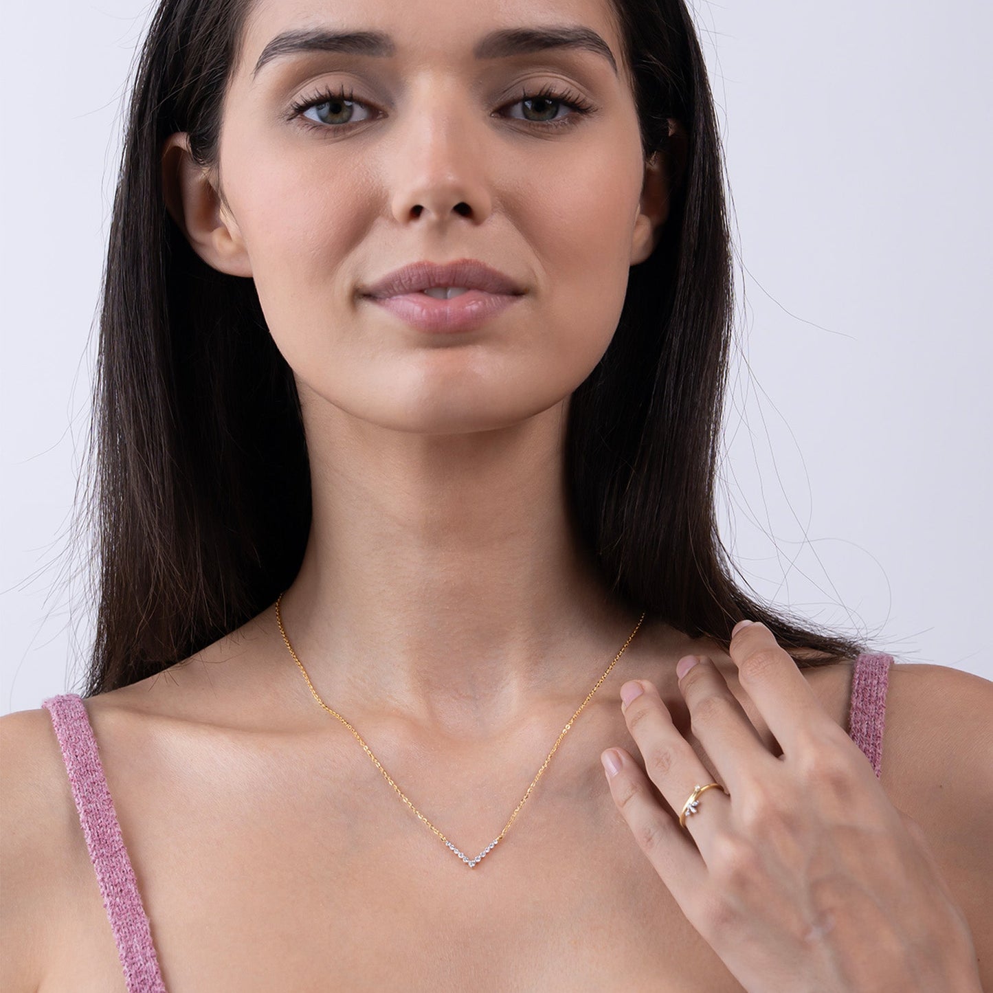 Sophisticated V-Shaped Diamond Necklace