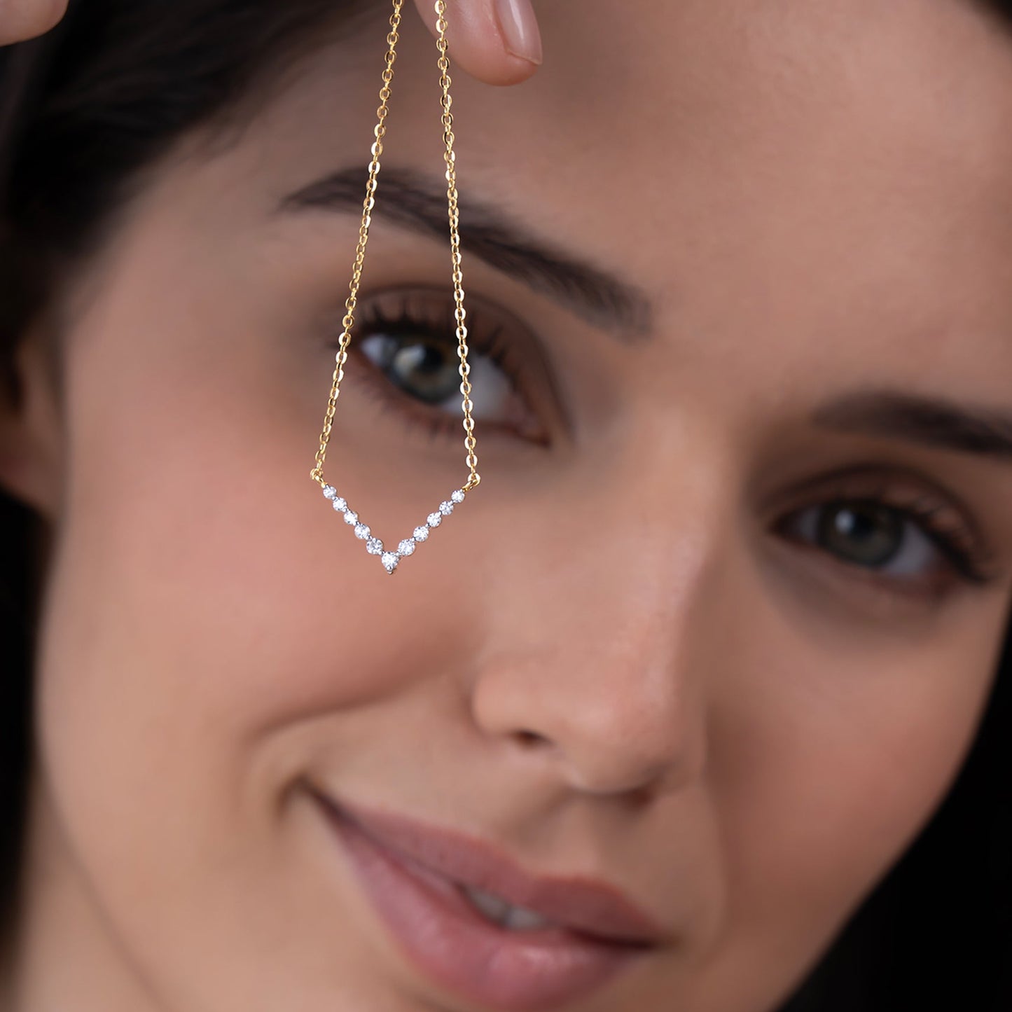 Sophisticated V-Shaped Diamond Necklace