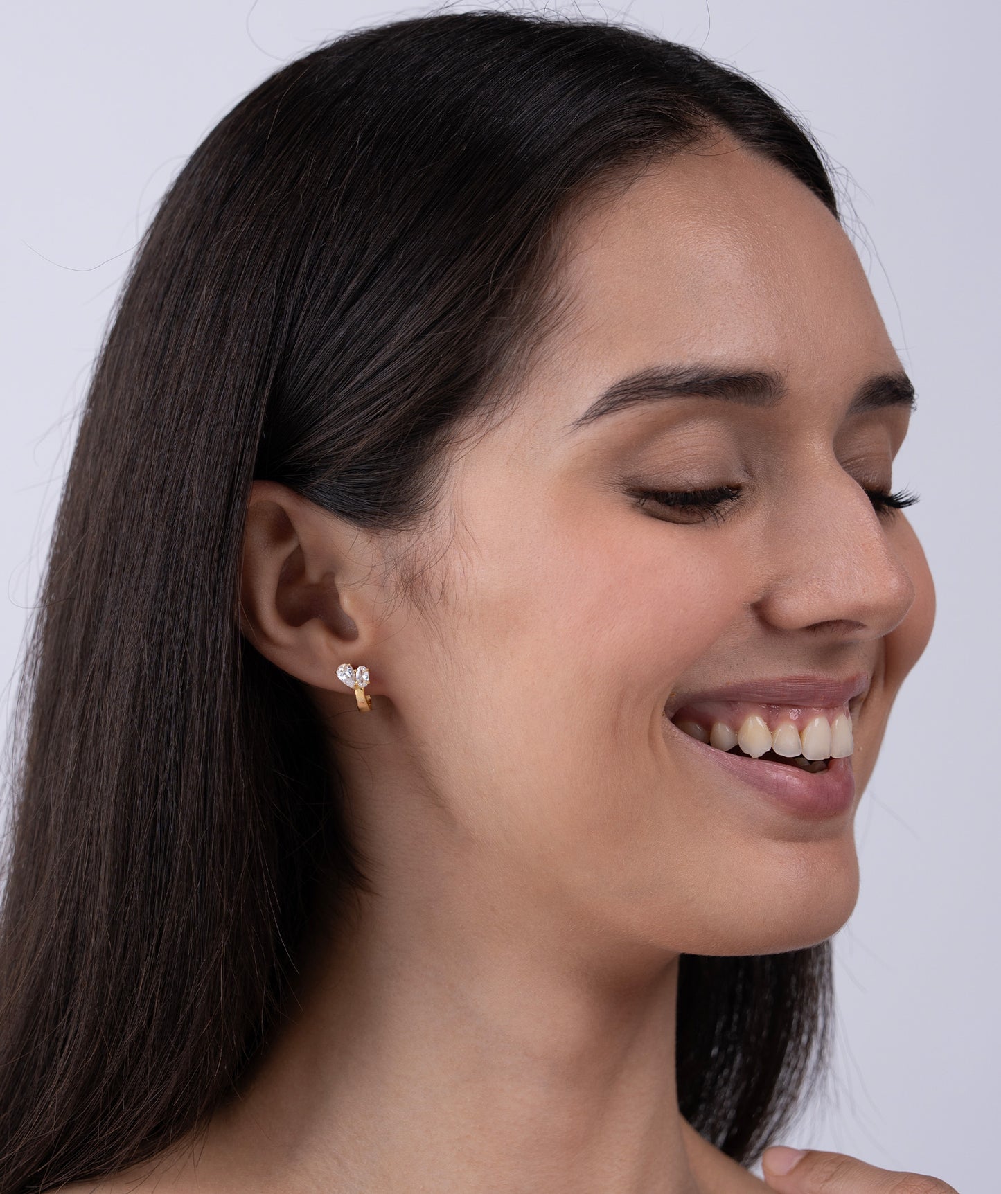 Pear & Oval Duo Huggie Hoops