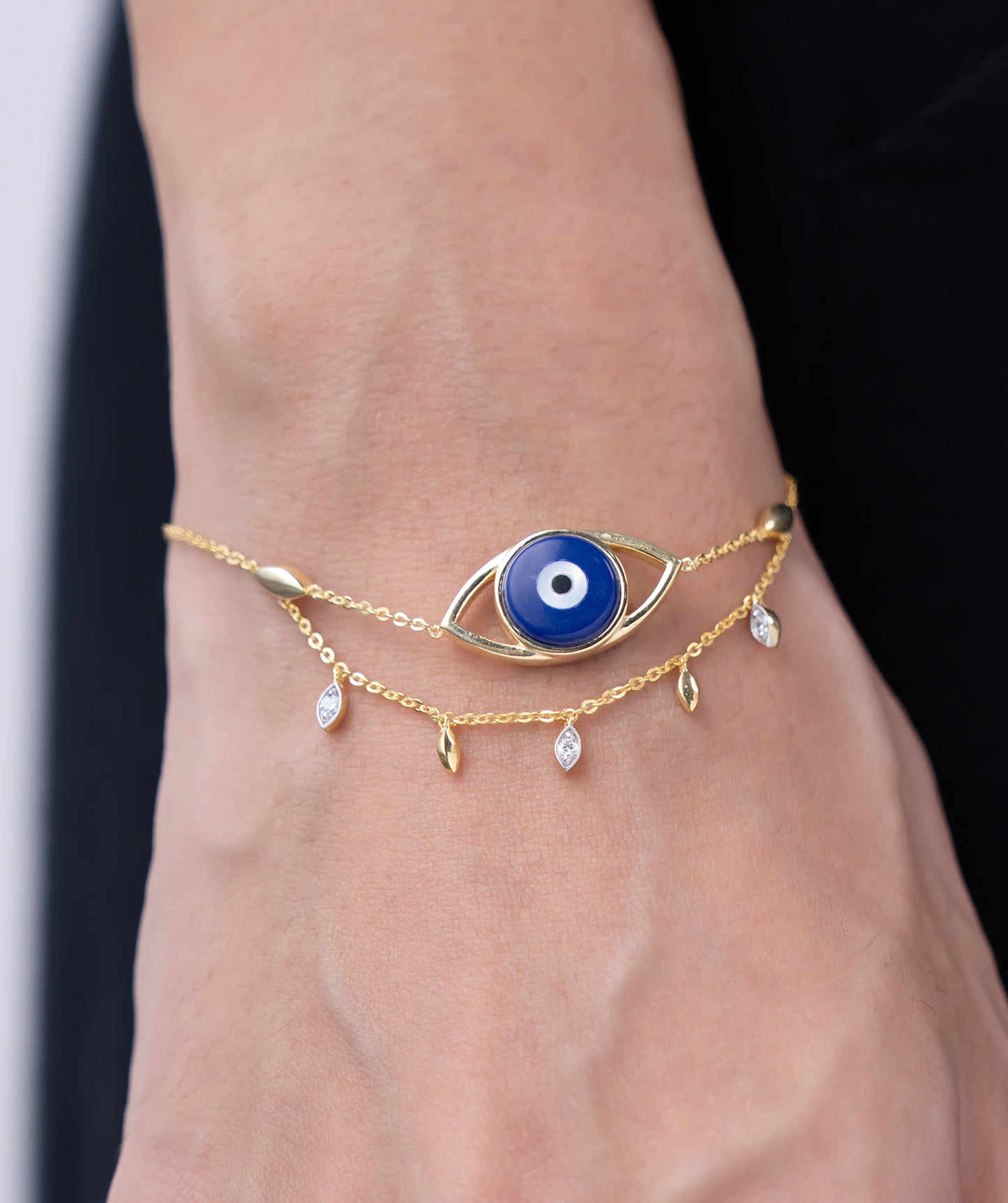 Layered Evil Eye Drop Bracelet