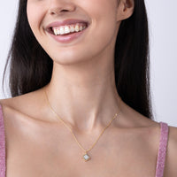 Tilted Square Pave Frame Pendant Necklace