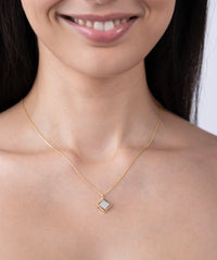 Tilted Square Pave Frame Pendant Necklace