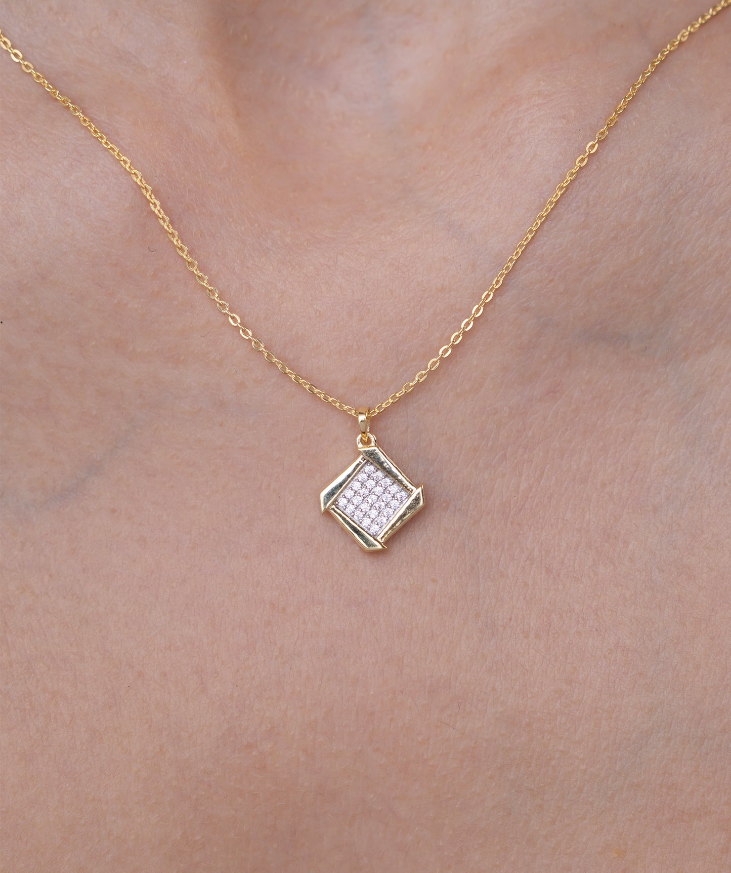Radiant Grid Charm Necklace