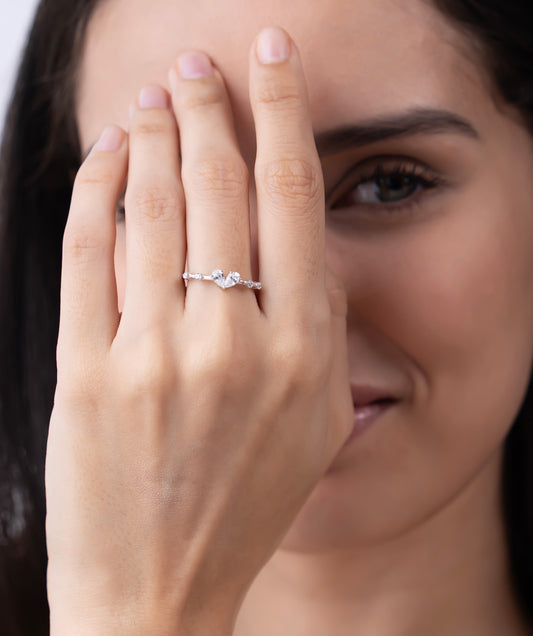 Twin Pear Heart Ring