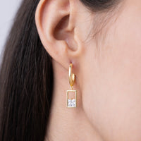 Framed Princess Drop Huggie Hoops