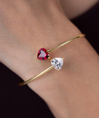 Toi et Moi Heart Open Cuff Bangle