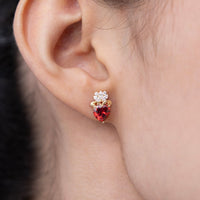 Crowned Red Heart Studs