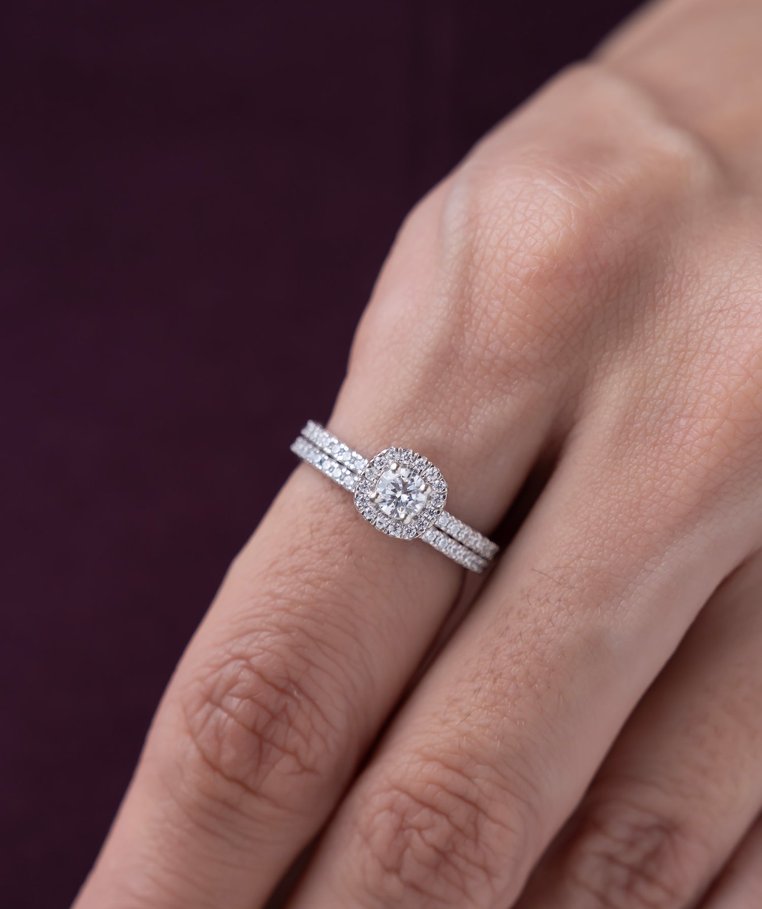 Round Halo Setting Ring Set