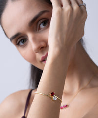Toi et Moi Heart Open Cuff Bangle