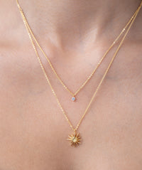 Sunburst and Solitaire Layered Necklace