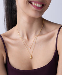Sunburst and Solitaire Layered Necklace