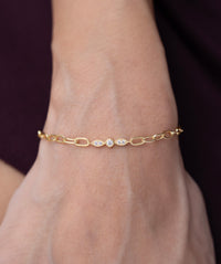 Marquise Trio Paperclip Chain Bracelet