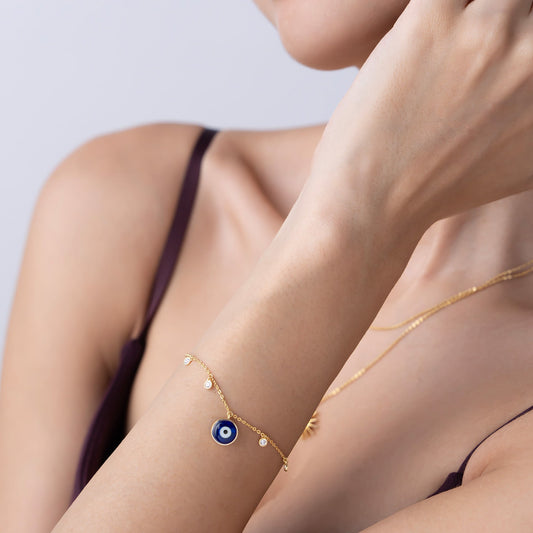 Enamel Evil Eye Station Bracelet