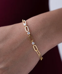 Solitaire Paperclip Link Bracelet