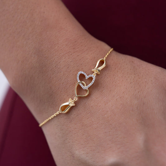 Heart Linked Charm Bracelet - KYMEE