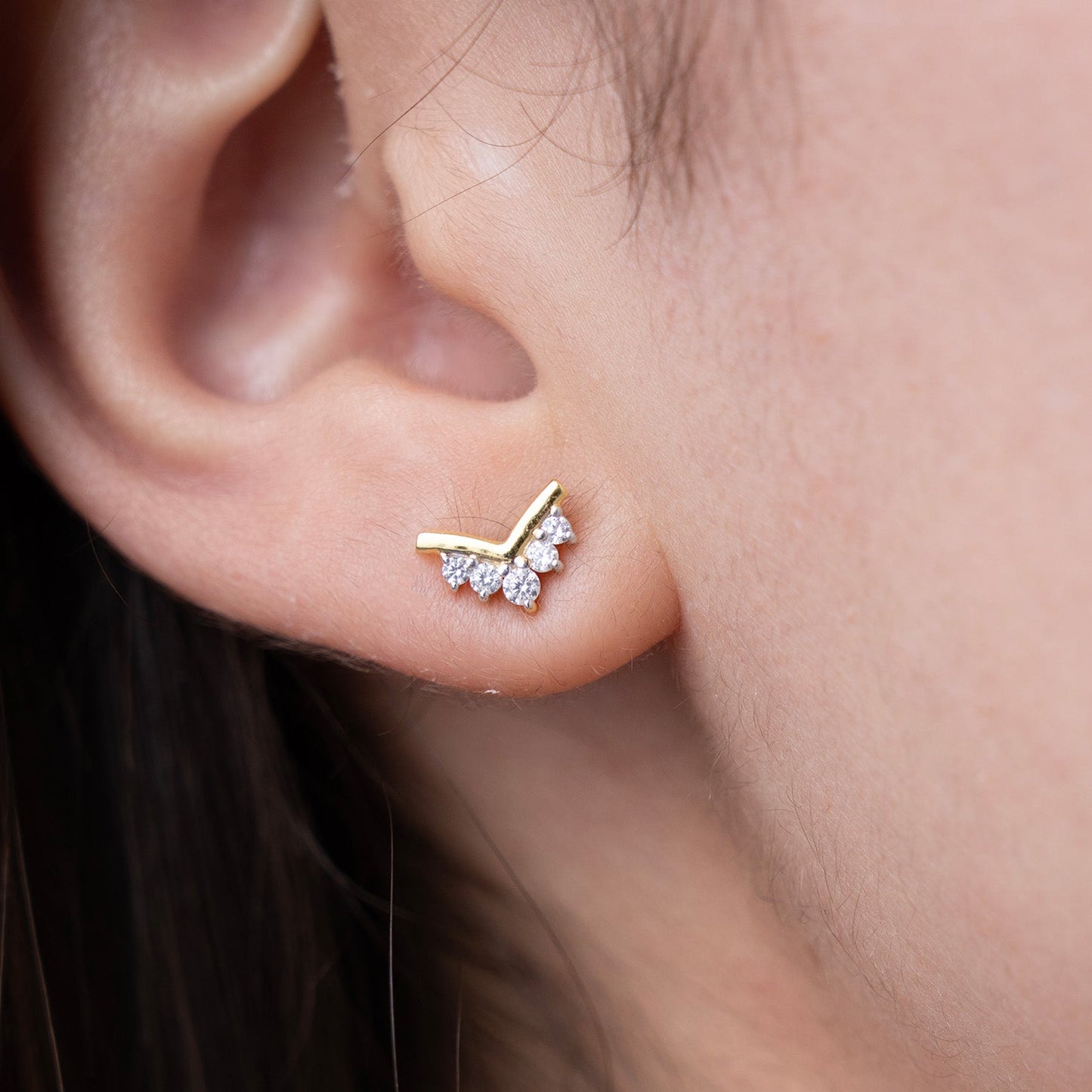 Dainty Cluster Chevron Studs
