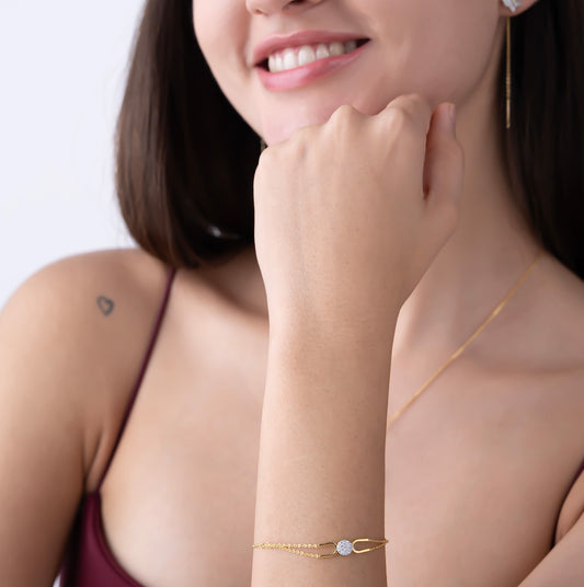 Double Chain Pave Circle Bracelet