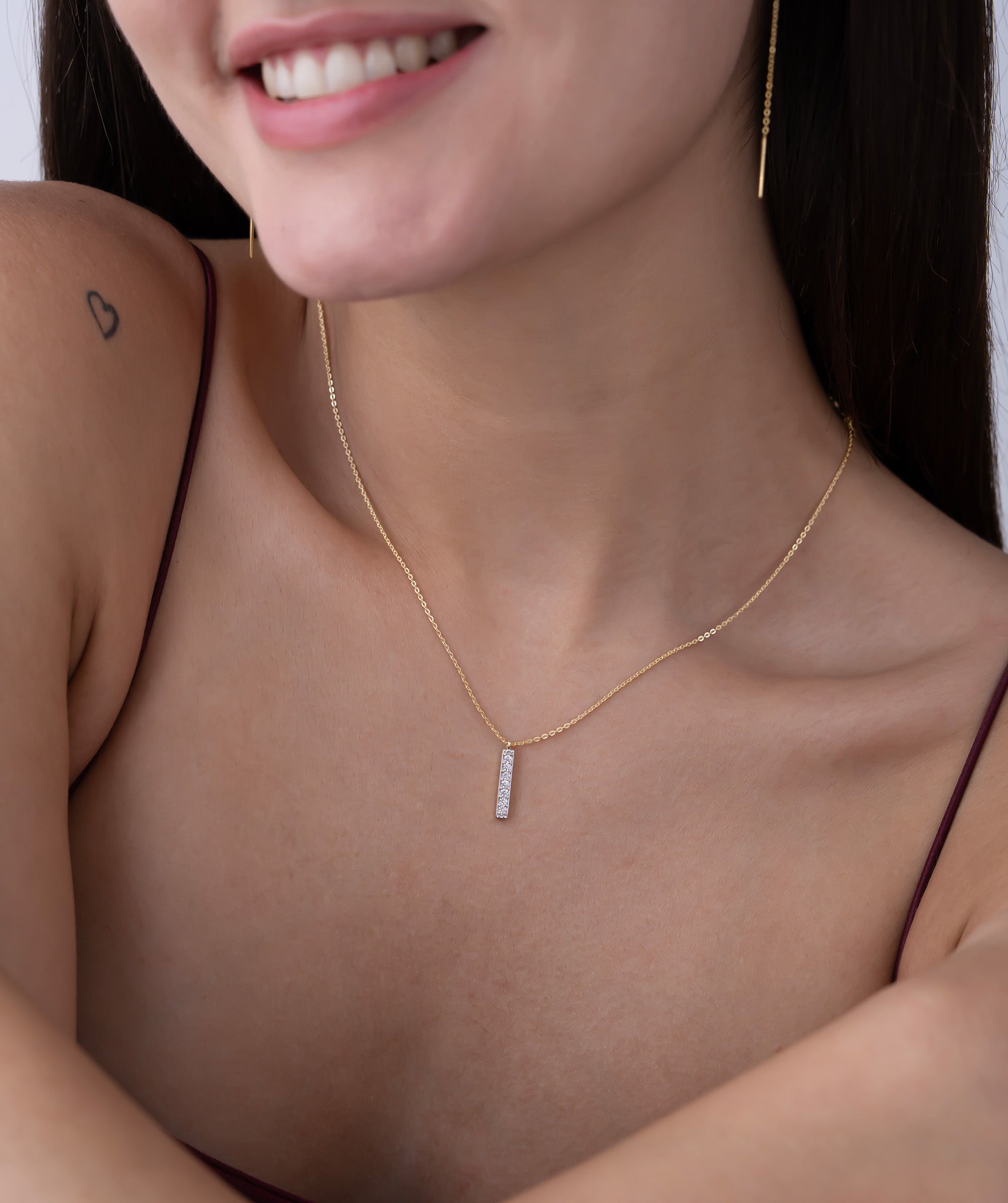Vertical Diamond Bar Necklace