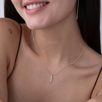 Vertical Pavé Bar Pendant Necklace