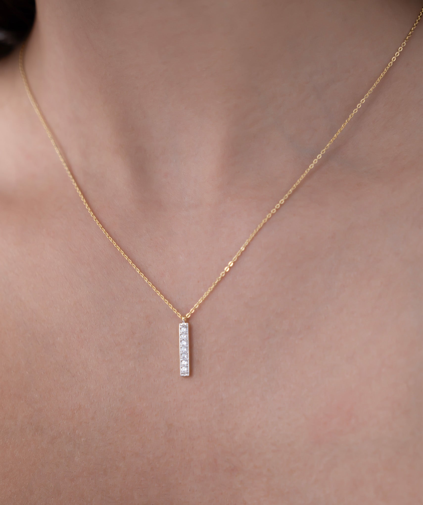 Vertical Diamond Bar Necklace
