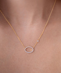 East West Open Oval Pave Necklace