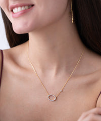 East West Open Oval Pave Necklace